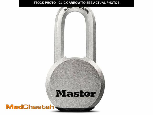 Lot 74-12605230 - Master Lock Magnum Heavy Duty Solid Steel Silver Padlock with Key, Cut Resistant Gate Locks for Outd...