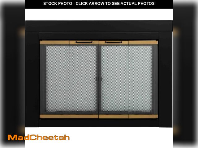 Lot 74-13579514 - Pleasant Hearth AR-1020 Arrington Fireplace Glass Door, Black, Small - UNUSED