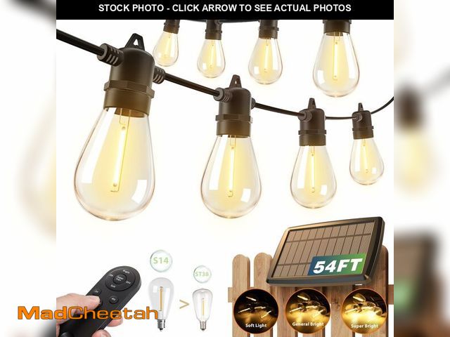 Lot 74-12450134 - addlon 54FT(48+6) Solar String Lights Outdoor Waterproof with USB Charging &amp; Remote Control - Di...