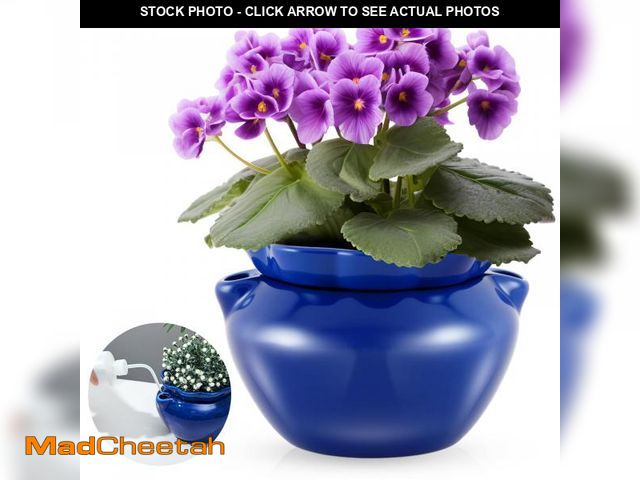 Lot 74-12221070 - Sunnychicc 1 Sets African Violet Pots 7.5 Inch Self Watering Pot for Indoor Ceramic Self Watering Pl...