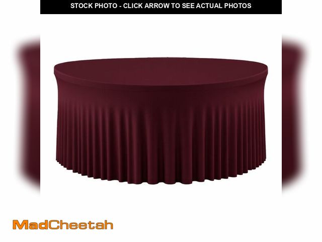 Lot 74-13991173 - GEWONELIFE 6 Pack Burgundy Round Tablecloth 60 Inch Stretch Spandex Fitted 5FT Round Banquet Table C...