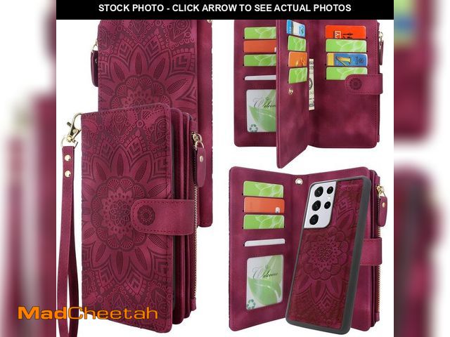 Lot 74-12436925 - Harryshell Detachable Magnetic Zipper Wallet Leather Case Cash Pocket with 12 Card Slots Holder Wris...