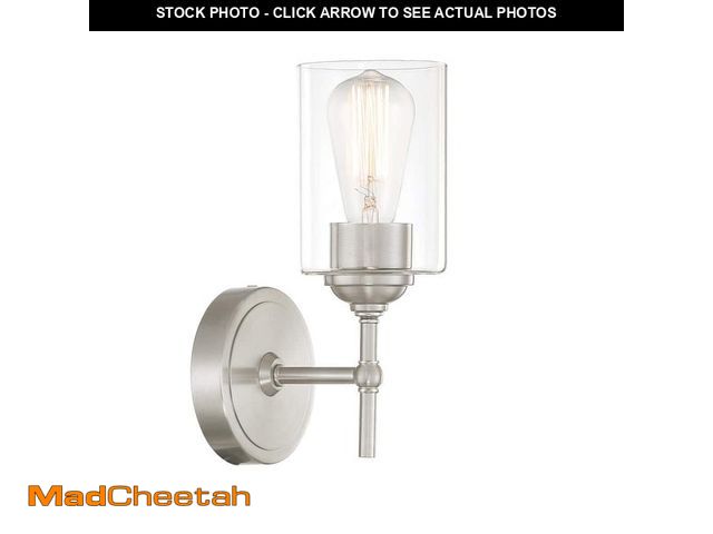 Lot 74-12852164 - Home Decorators Collection Ayelen 1-Light Brushed Nickel Indoor Wall Sconce, Modern Wall Light - UNU...