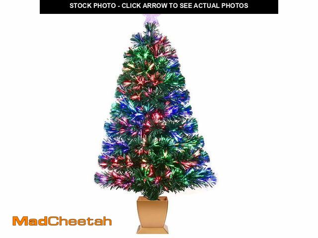 Lot 74-12888034 - 3ft green Fiber Optic Christmas Tree,Pre-Lit Artificial Mini Christmas Tree, Tabletop Small Xmas Tre...