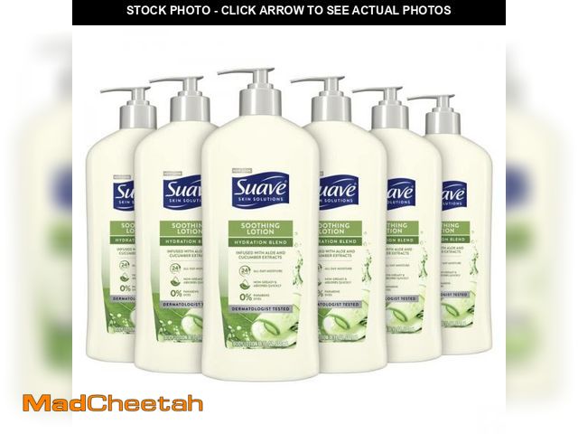 Lot 74-12313351 - Suave Skin Solutions Body Lotion Soothing With Aloe 18oz 6 Pack - UNUSED