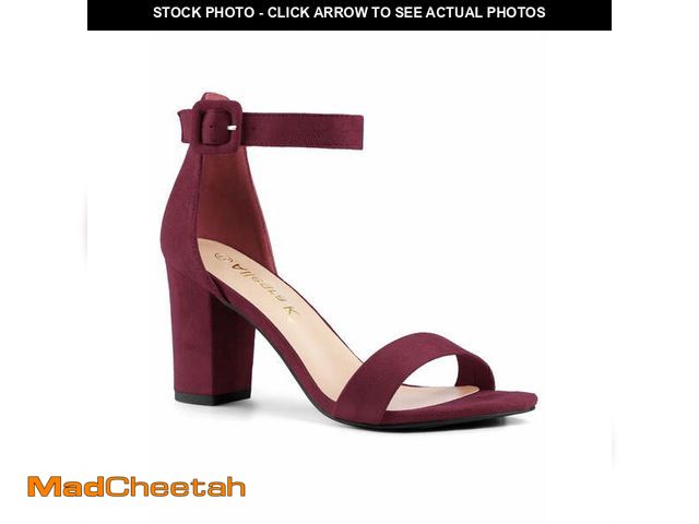 Lot 74-12638264 - Allegra K Women's Satin Ankle Strap Chunky Heels Red Sandals - 10 - USED