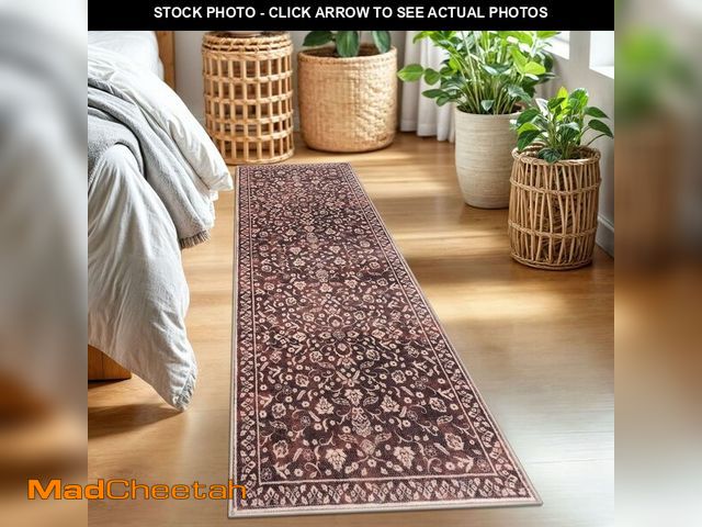 Lot 74-13630067 - SILOLOOM Vintage 2x7 Runner Rug, Burgundy Washable Runners for hallways, Super Soft Kitchen Runner R...