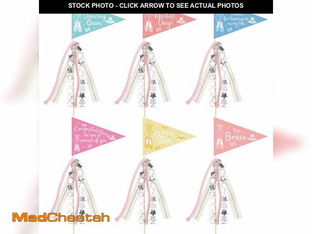 Lot 74-14267879 - Hahafelt 6 Pack Ballerina Dance Recital Gifts Ballet Recital Triangle Flags with Ribbons Dance Celeb...
