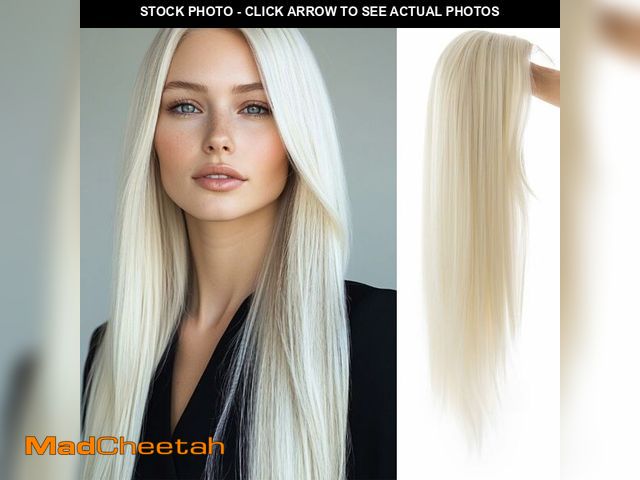 Lot 74-13954083 - Sallcks Long Platinum Blonde Wigs for Women 27inch Long Straight Side Part Lace Wig Synthetic Hair R...