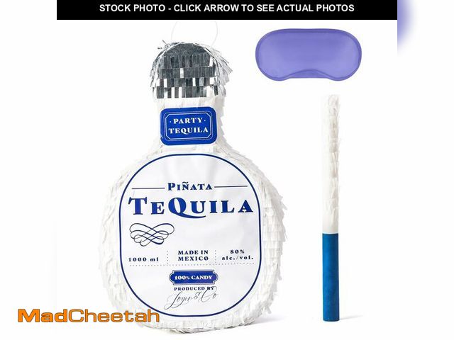 Lot 74-13996690 - Tequila Bottle Pinata with Stick for Adult Party Decorations, Fun Fiesta Taco Party, Event Photo Pro...