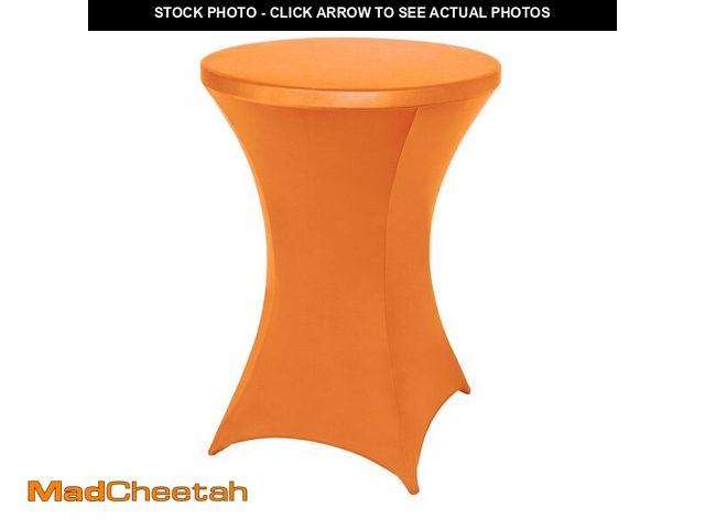 Lot 74-14380370 - FestiCorp Spandex Orange Table Cover, Cocktail Fitted Tablecloths, Round Highboy Stretch Table Cover...