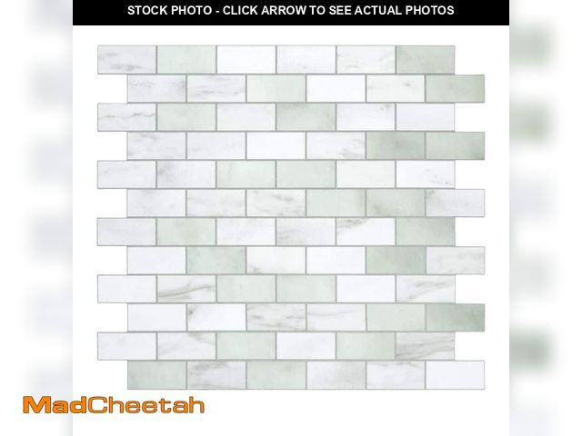 Lot 74-12676964 - sunwings Subway Emerald Green 11.3 in. x 10.8 in. Stone Composite Marble Looks Peel and Stick Backsp...