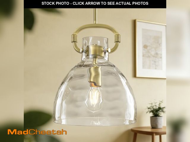 Lot 74-14393402 - GoYeel 1 -Light Gold Modern/contemporary Textured glass Dome Hanging Pendant Light - UNUSED