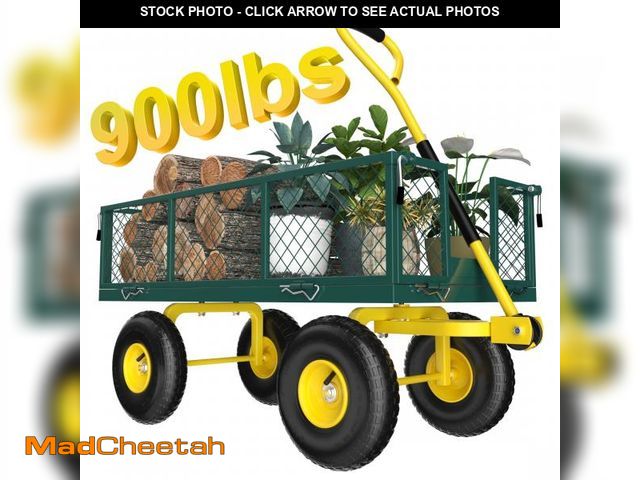 Lot 74-12481803 - Firstness Heavy Duty Garden Cart, 900 lbs Capacity Garden Wagon with Removable Sides, Green - UNUSED