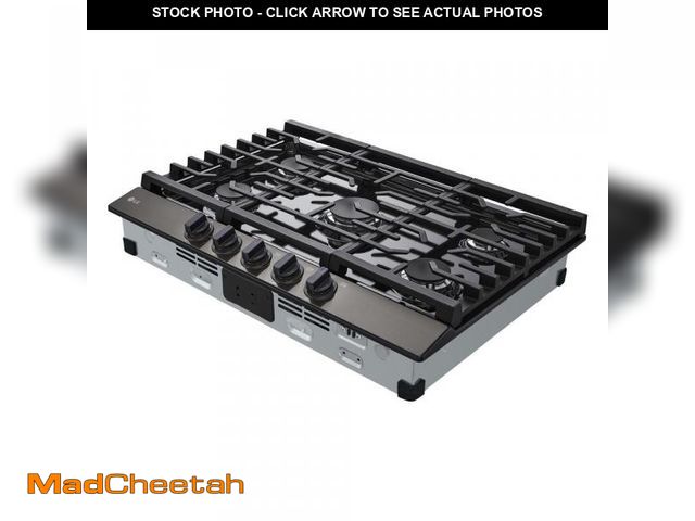 Lot 74-12409083 - LG 30 in. Gas Cooktop in Black Stainless Steel with 5 Burners and EasyClean - UNUSED