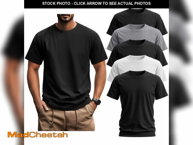 Lot 74-13714664 - Ficerd 5 Pack Men's Big and Tall Shirts Short Sleeve Cotton Tee Summer Crew Neck Oversize Top Loose ...