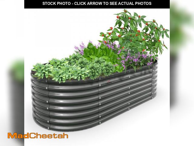 Lot 74-12146744 - TRAMULL 8X4X2ft Galvanized Raised Garden Bed, Oval Above Ground Modular Metal Outdoor Planter Boxes(...