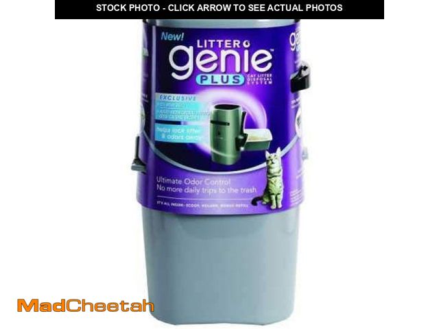 Lot 74-12510316 - (MISSING REFILL) Litter Genie Plus Pail (Silver) | Cat Litter Box Waste Disposal System for Odor Con...