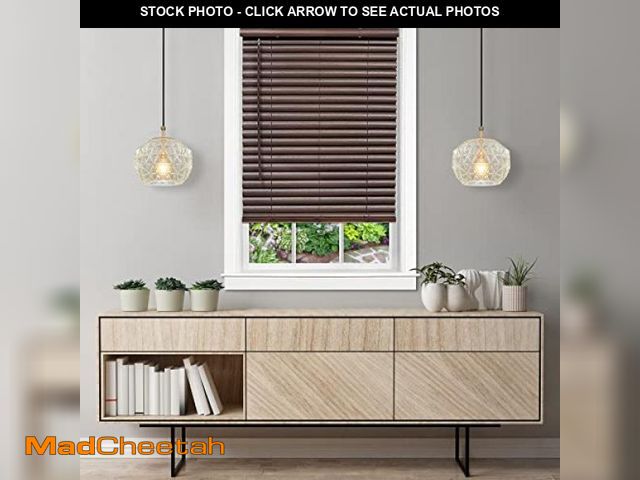 Lot 74-12141363 - Cordless Room Darkening Venetian Blind - 35 Inch Width, 64 Inch Length, 2" Vinyl Slat Size - Mahogan...