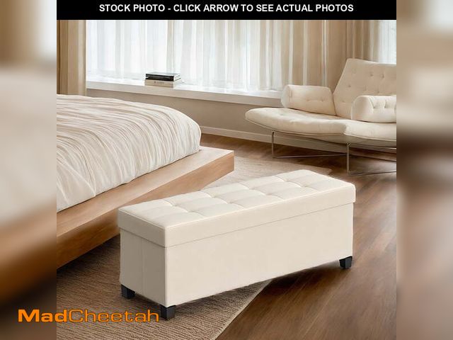 Lot 74-13815571 - LEDREM 43" Storage Ottoman Bench with 660lb Capacity, End of Bed Bench, Folding Ottoman with Storage...