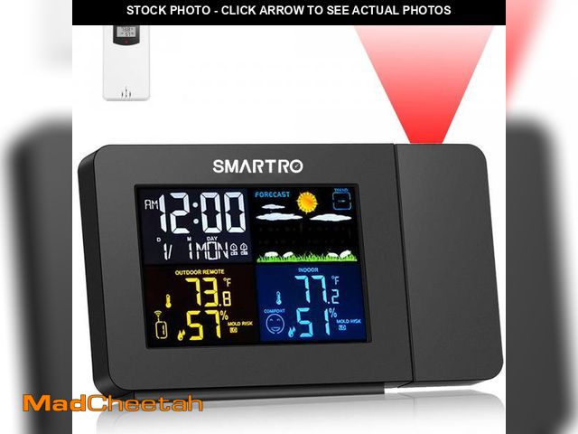 Lot 74-12313005 - SMARTRO SC91 Projection Alarm Clock for Bedrooms with Weather Station, Wireless Indoor Outdoor Therm...