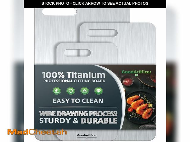 Lot 74-13630894 - Titanium Cutting Boards Set of 3, 100% Pure Titanium Kitchen Cutting Board, Double-Sided Non-Toxic C...