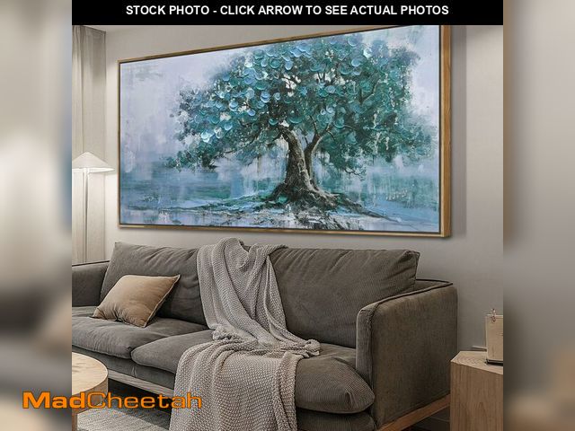 Lot 74-14366823 - Ardemy Extra Large Framed Tree Canvas Wall Art for Living Room, Teal Tree of Life Landscape Bedroom ...