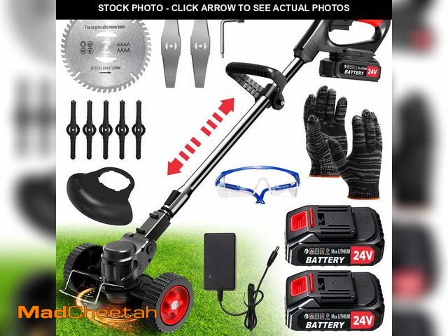 Lot 74-12779644 - TNTANTS Electric Weed Wacker, Cordless String Trimmer with Wheels,  2Pcs 24V Batteries, 3 Types of B...