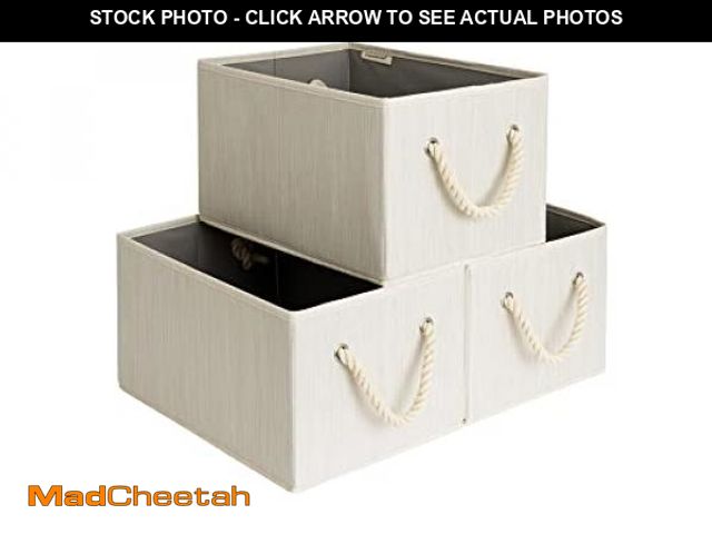Lot 74-12332061 - StorageWorks Storage Baskets for Shelves, Foldable Fabric Closet Storage Bins with Handles, Fabric S...