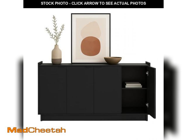 Lot 74-12130473 - Prepac Simply Modern 4 Door Console Table Storage Cabinet, Buffet Cabinet for Storage and Organizati...