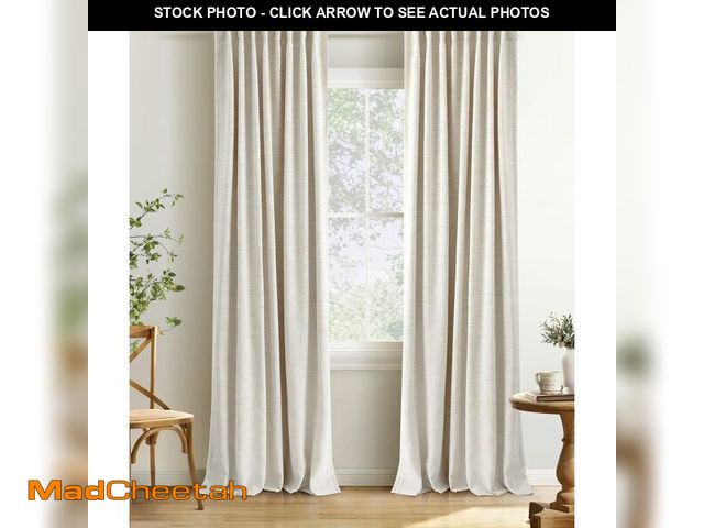 Lot 74-14268542 - INOVADAY 100% Blackout Curtains 90 Inches Length 2 Panels Set, Back Tab/Rod Pocket Linen Black Out C...