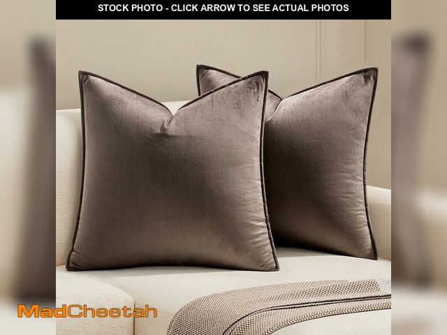 Lot 74-14211367 - MIULEE Dark Coffee Velvet Throw Pillow Covers 24x24 Taupe Neutral Soft Decorative Solid Square Euro ...