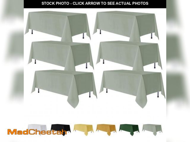 Lot 74-12114546 - Fitable 6 Pack Sage Green Rectangle Table Clothes - 70 x 120 Inch - Wrinkle and Stain Resistant Fabr...