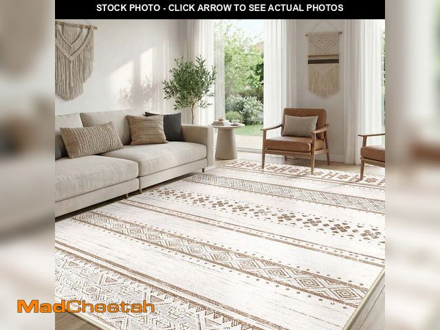 Lot 74-14587082 - NewBuros 8'x10' Area Rugs for Living Room, Machine Washable Rug Non-Slip, Soft Low Pile Boho Morocca...