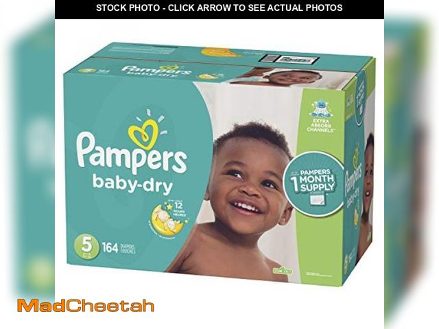 Lot 74-12400033 - Diapers - Baby Dry - Size 5, 164 Count, Absorbent Disposable Infant Diaper (Packaging May Vary) - UN...