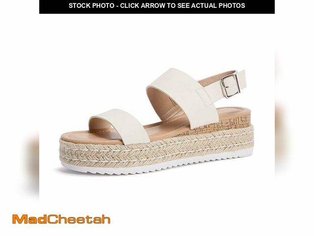 Lot 74-12455641 - LAICIGO Women's Open Toe Wedge Platform Espadrilles Ankle Strap Buckle Faux Leather Cork Rubber Summ...