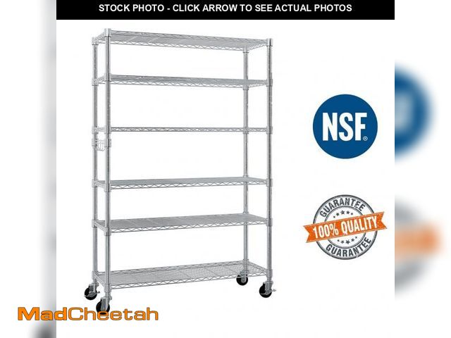 Lot 74-12513724 - Ktaxon 6 Tier Wire Shelving with Wheels, 46"D x 18"W x 82"H Multifunctional Storage Rack Metal Garag...