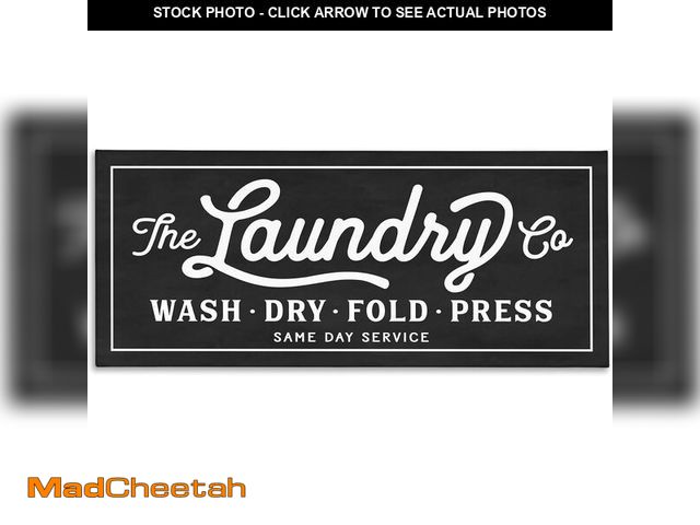 Lot 74-12664678 - Stupell Industries Vintage Laundry Sign Cursive Typography Canvas Wall Art, 20x48, Multi-Color - UNU...