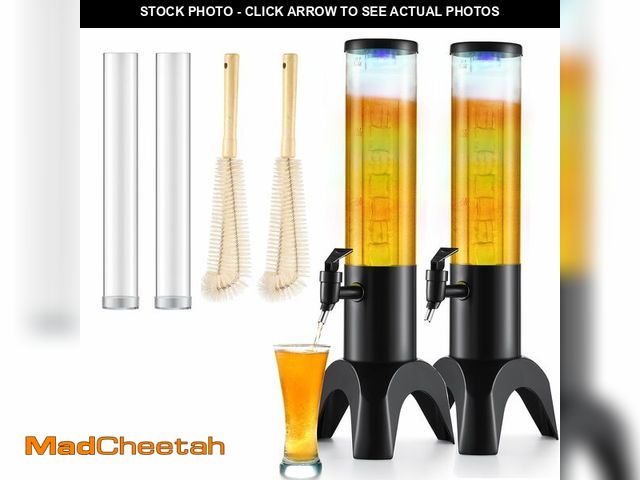 Lot 74-14207591 - COSYOO 2PCS Drink Tower, 1.5L Mimosa Tower Dispenser With Ice Tube and Led Light, Tabletop Beer Disp...