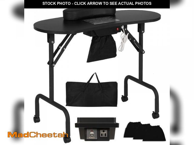 Lot 74-12201635 - AGESISI Portable Manicure Table Nail Desk with Charging Station &amp; Dust Collector, Foldable Nail ...