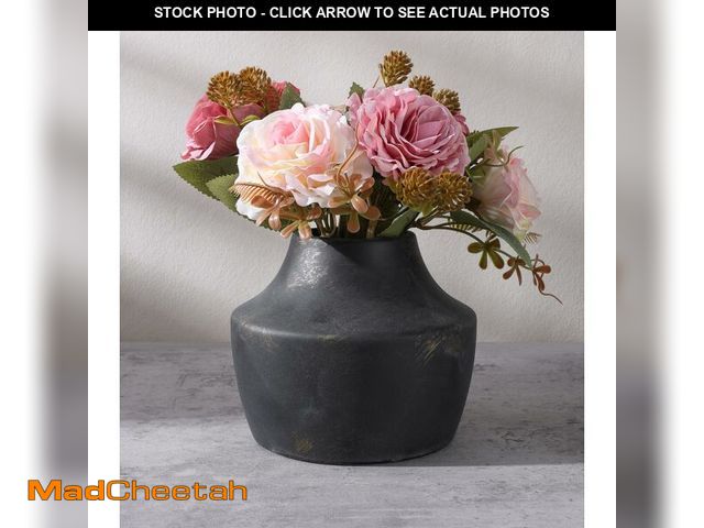 Lot 74-14147176 - FancyPlus Black Ceramic Flower Vase, 5.3 in White Rustic Farmhouse Vase, Small Handcrafted Weathered...
