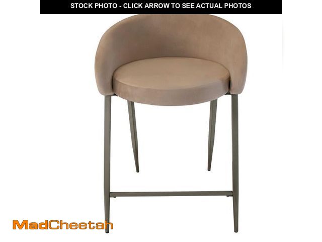 Lot 74-12418023 - Logan Velvet 26 in. Light Brown Velvet Upholstery Low Back Metal Counter Stool with Velvet Seat - UN...