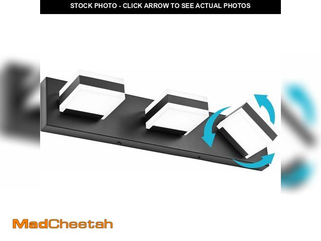 Lot 74-12866343 - SOLFART Vanity Lights for Bathroom, Black 3 Light Bathroom Light Fixtures Modern Black LED Vanity Li...