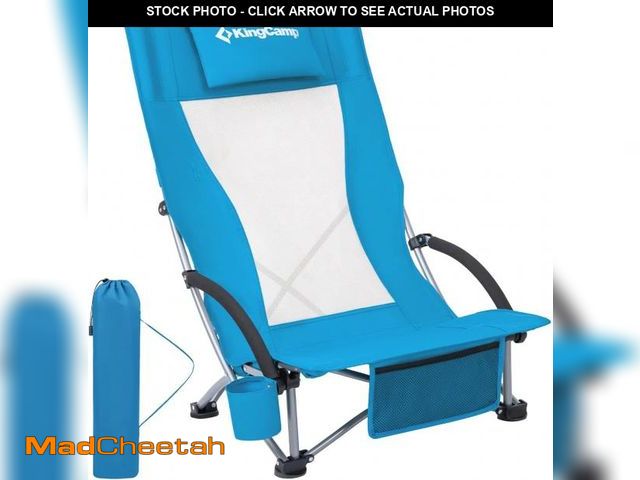 Lot 74-12137055 - KingCamp Folding Beach Chair High Back Lightweight Portable Backpack Chair with Headrest, Cup Holder...