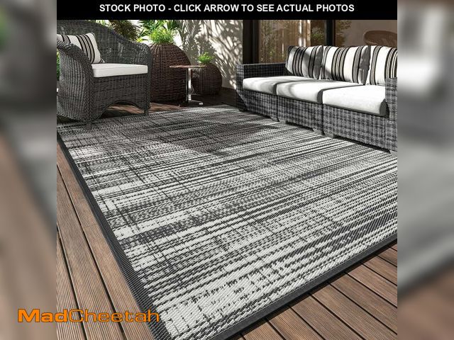 Lot 74-14604851 - VUNATE Outdoor Rug Carpet 5'x8' Waterproof Reversible Patio Rug Portable Modern Abstract Indoor Outd...