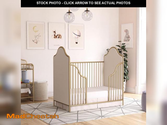 Lot 74-12164462 - Little Seeds Piper Upholstered Metal Crib, Gold - UNUSED