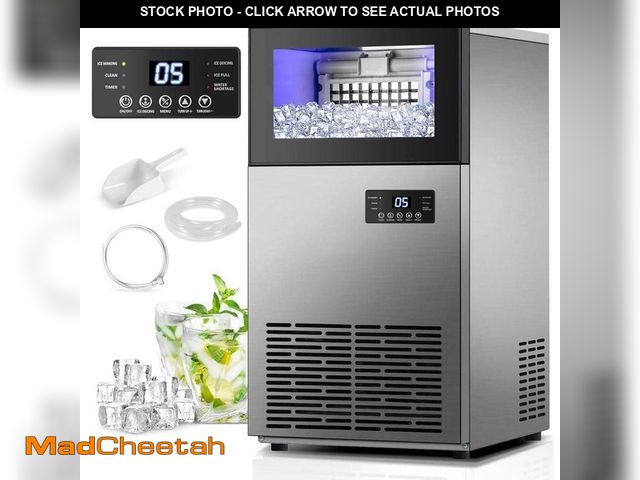 Lot 74-11914956 - Ropup Commercial Built-in or Freestanding Ice Maker 160Lbs/24H with 35Lbs Ice Capacity, 63Pcs Ice Cu...