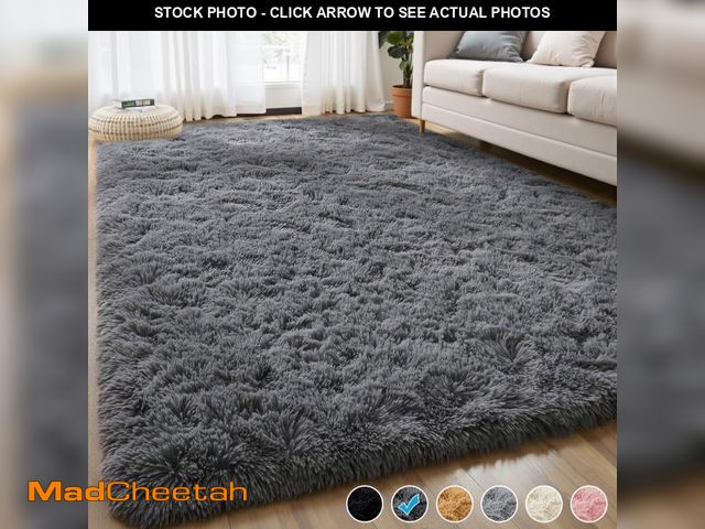Lot 74-12481965 - Nefoso Shag Area Rug, 8ft x 10ft Soft Fluffy Area Rugs for Living Room Bedroom Decor Carpet, Dark Gr...