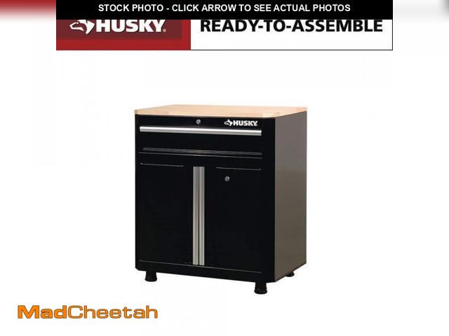Lot 74-12365242 - Husky Ready-to-Assemble 24-Gauge Steel 1-Drawer 2-Door Garage Base Cabinet in Black (28 in. W x 32.8...