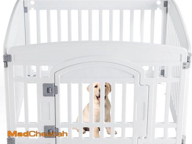 Lot 74-12510543 - Sweetcrispy Plastic Dog Playpen - 4-Panel 24" Expandable &amp; Durable Pet Fence for Medium Dogs - I...